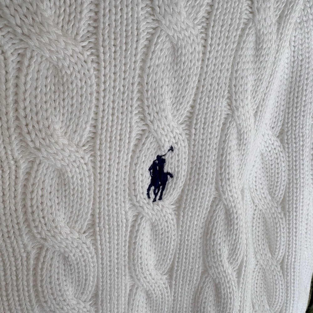Ralph Lauren White Cable-Knit Button Cardigan - Picture 6 of 9
